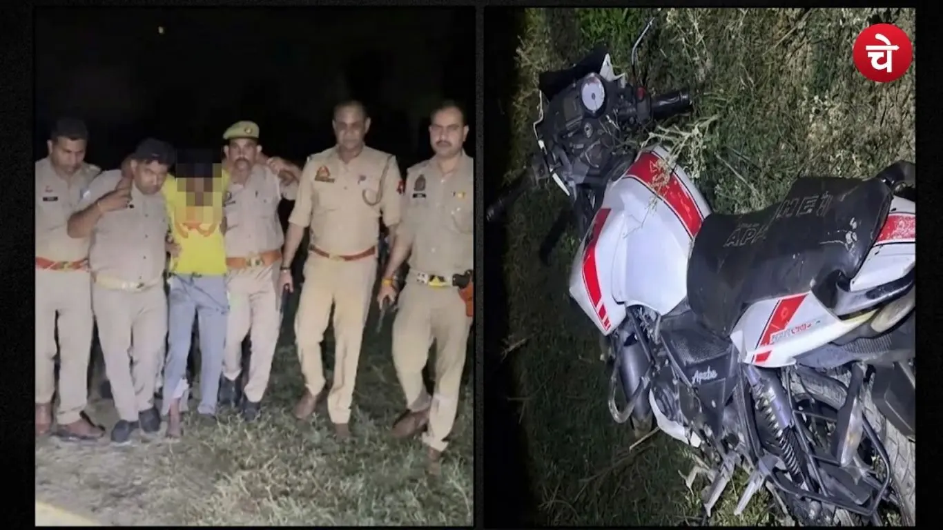 History-sheeter Akash alias Chinna, arrested following a police encounter; a stolen Apache motorcycle and a country-made pistol were recovered from him